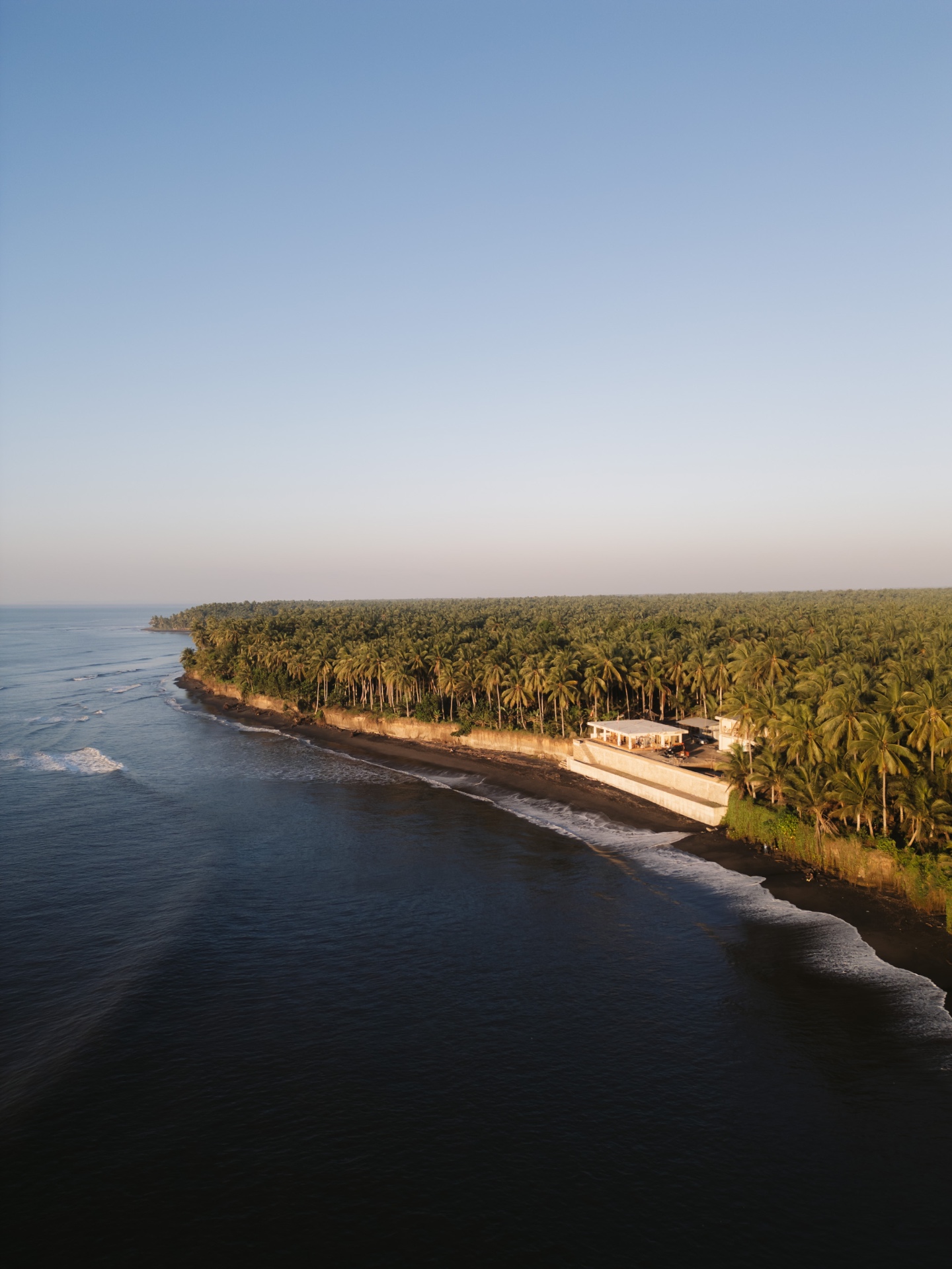Aerial coastal landscape at golden hour
